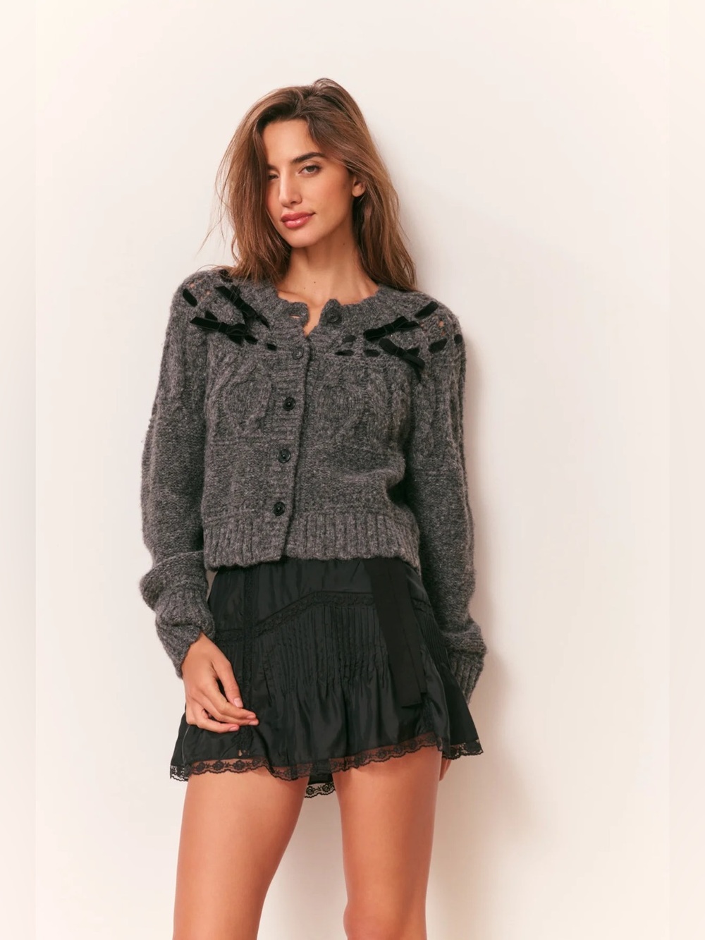 LoveShackFancy Clementian Alpaca-Blend Ribbon Cardigan